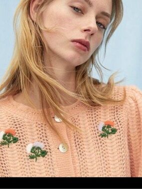 Aritzia brand Le Fou Wilfred polka sweater/cardigan